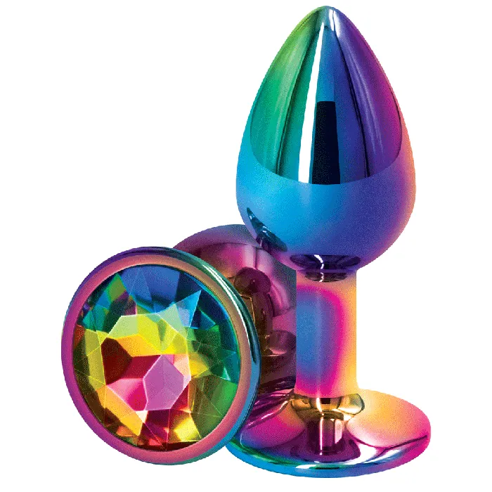 Rear Assets Multicolour Round Gem Metal Butt Plug Small ns novelties Anal