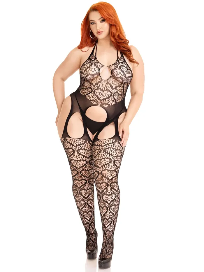 Anal Leg Avenue Seamless Heart Net Suspender Bodystocking 1x2x Black Anal Leg Avenue Seamless Heart Net Suspender Bodystocking 1x2x Black