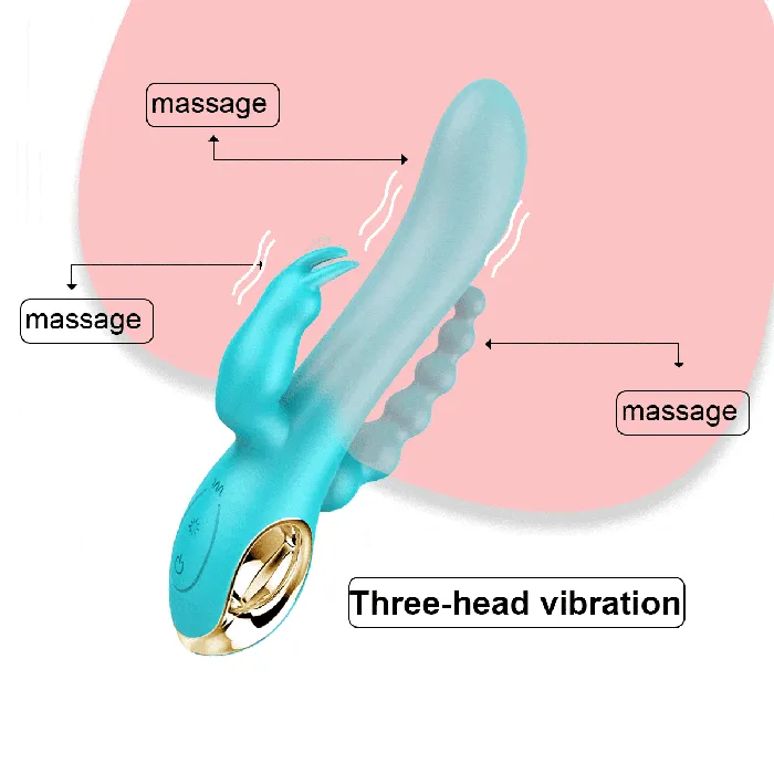 Domlust Domlust ThreeHead Dragon Vibrator Gspot Rabbit Beads Anus Stimulation 3in1 Female Sex Toys Female Sex Toys