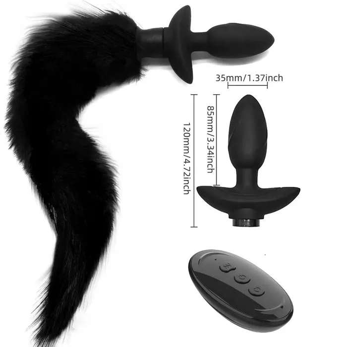 Fox Tail Butt Plug Remote Control Vibrating Anal Plug Rotating Prostate Milk Domlust Anal