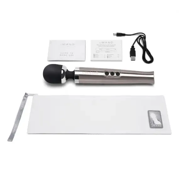 LE Wand Female Sex Toys Die Cast Rechargeable Vibrating Massager Silver