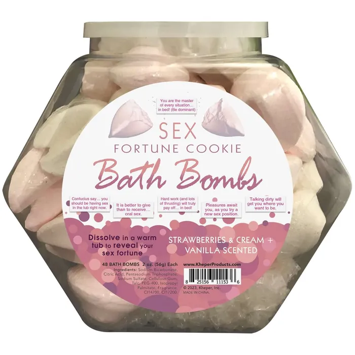 Sex Fortune Cookie Bath Bomb Fishbowl Display of 48 Units Strawberry Cream and Vanilla Kheper Games Dildos