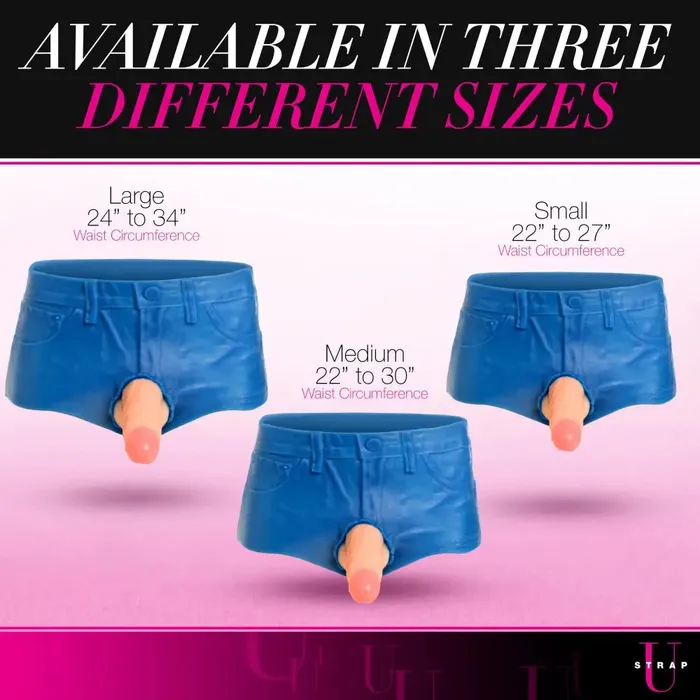 XR Brands Female Sex Toys Booty Shorts 6 Inch Dildo Silicone Strap On Harness Small
