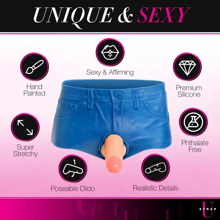 XR Brands Female Sex Toys Booty Shorts 6 Inch Dildo Silicone Strap On Harness Small