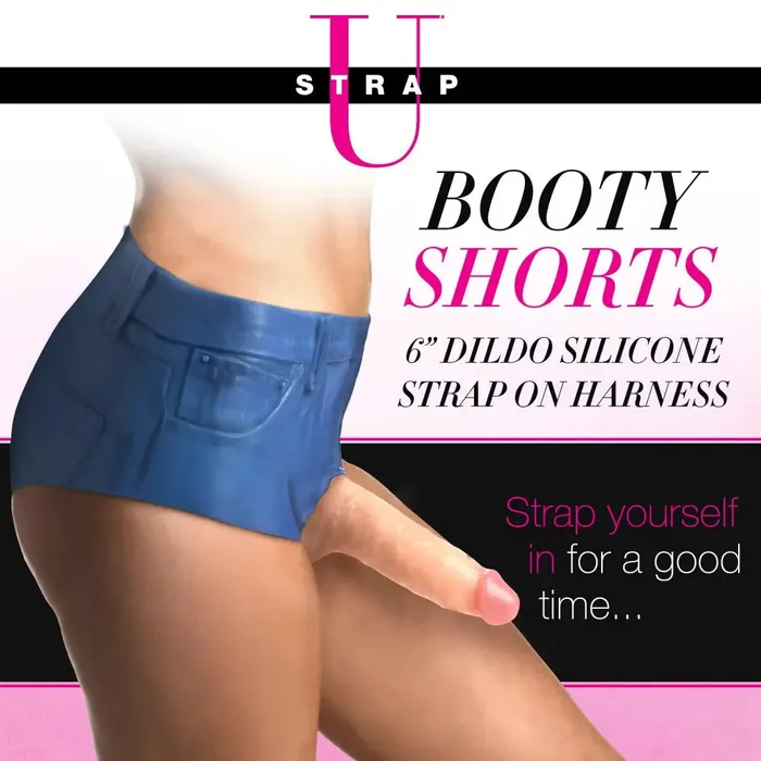 XR Brands Female Sex Toys Booty Shorts 6 Inch Dildo Silicone Strap On Harness Small