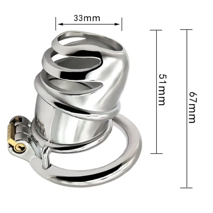 0482M The Enforcer High Security Stainless Steel Chastity Cock Cage Moonwell Male Sex Toys