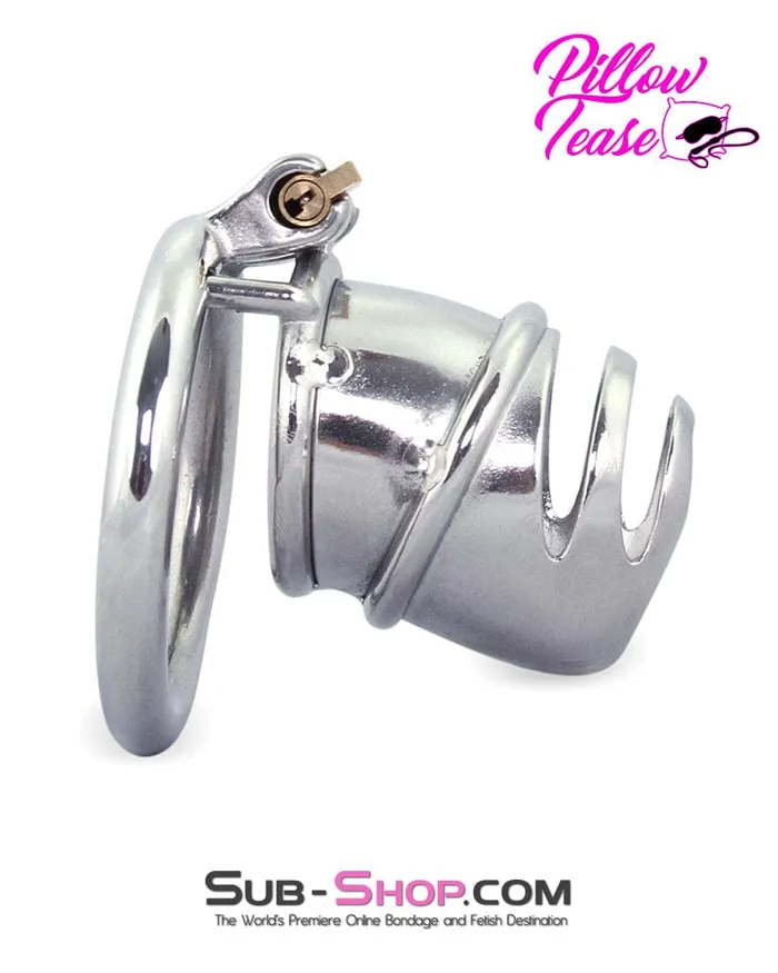 0482M The Enforcer High Security Stainless Steel Chastity Cock Cage Moonwell Male Sex Toys