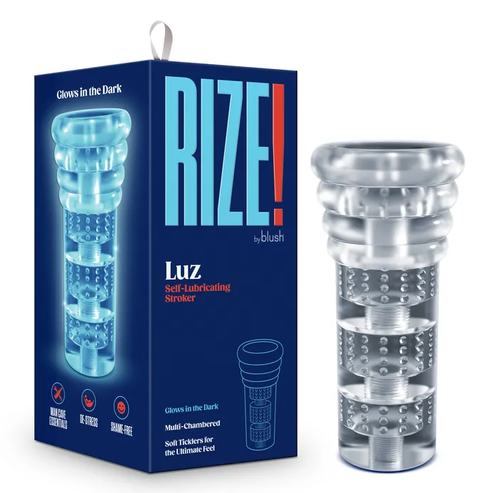 Blush Male Sex Toys Rize Luz Glow in the Dark Self Lubricating Stroker Clear Blush Male Sex Toys Rize Luz Glow in the Dark Self Lubricating Stroker Clear
