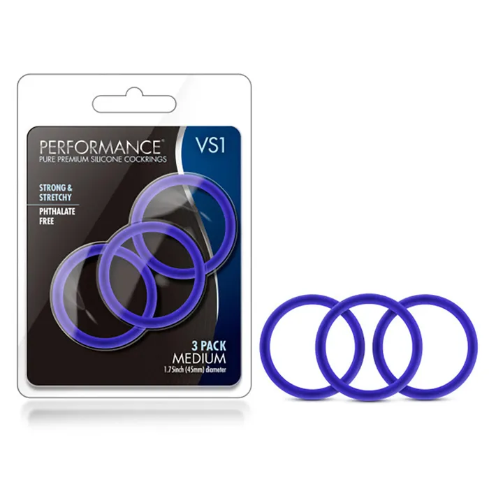 Blush Novelties Male Sex Toys Pure Silicone Cock Rings Trio for Extra Fun and Stamina