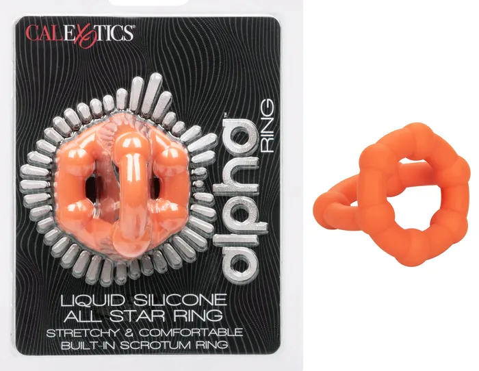 CalExotics Alpha Liquid Silicone All Star Ring Orange Male Sex Toys CalExotics Alpha Liquid Silicone All Star Ring Orange Male Sex Toys