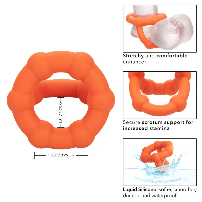 CalExotics Alpha Liquid Silicone All Star Ring Orange Male Sex Toys CalExotics Alpha Liquid Silicone All Star Ring Orange Male Sex Toys