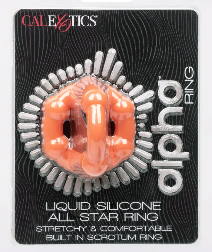 CalExotics Alpha Liquid Silicone All Star Ring Orange Male Sex Toys CalExotics Alpha Liquid Silicone All Star Ring Orange Male Sex Toys