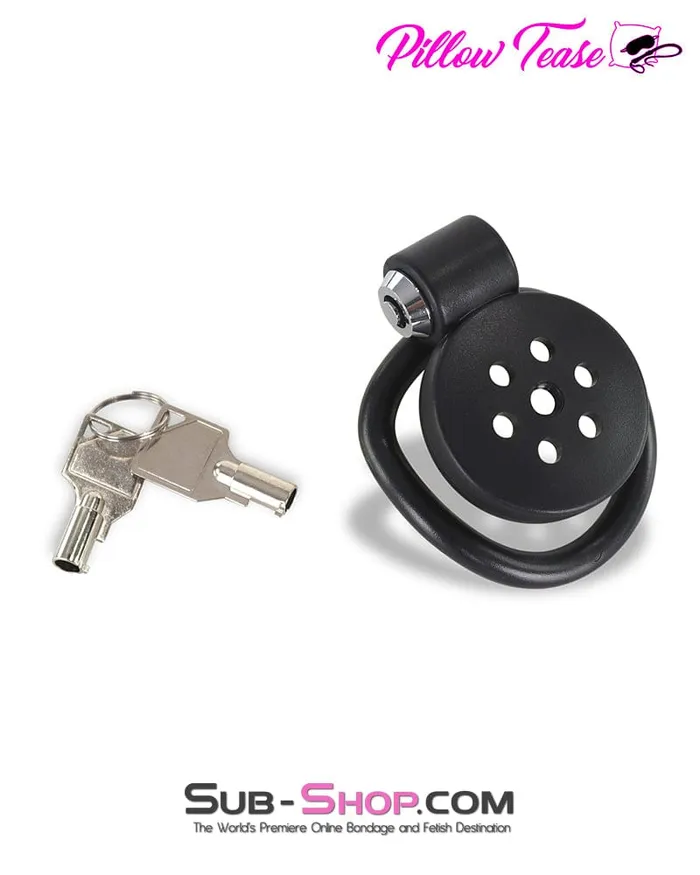 Idea Male Sex Toys 9085DL UltraSecure Flat Chastity Cage with Barrel Lock 5 Adjustable Rings