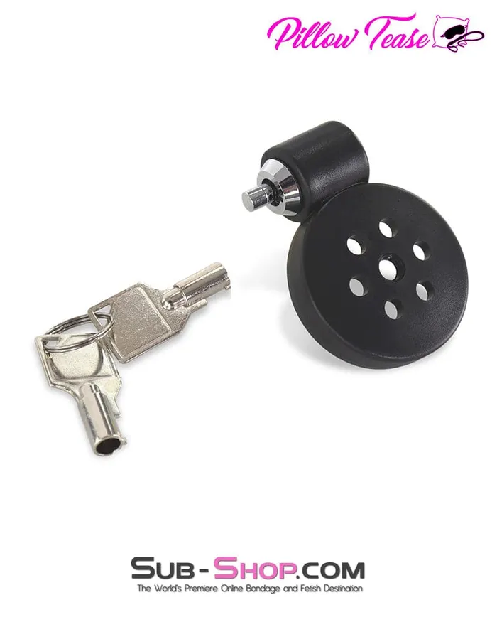 Idea Male Sex Toys 9085DL UltraSecure Flat Chastity Cage with Barrel Lock 5 Adjustable Rings
