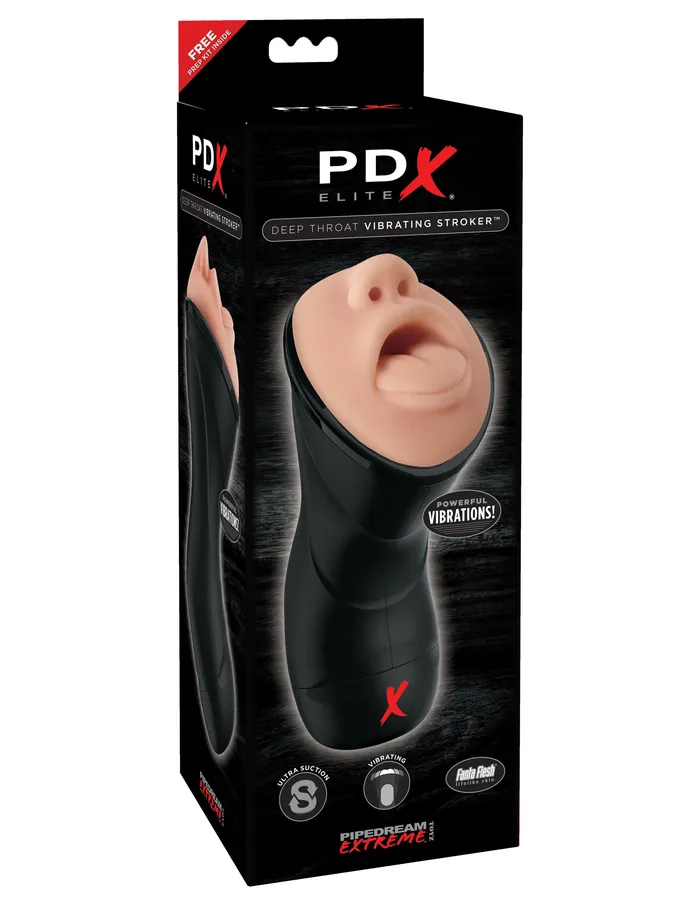 Male Sex Toys Deep Throat Vibrating Stroker Fanta Flesh Adventure with Powerful Vibes Pipedream