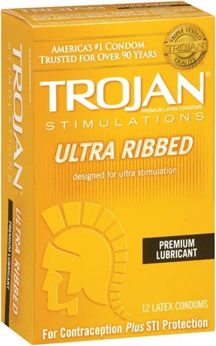 Male Sex Toys Trojan Condoms Trojan Party Condoms Ultra Ribbed for Fun and Safe Adventures