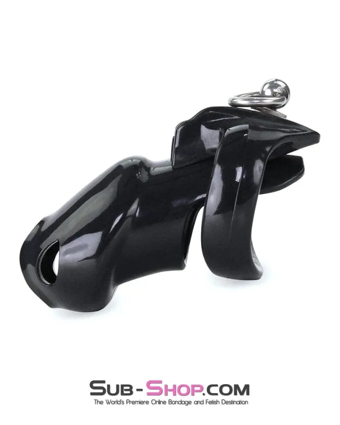 Moonwell Male Sex Toys 7869MSIS Hard Up Cock Cage Sissy Chastity with Lead Ring Black with Medium Cock Ring