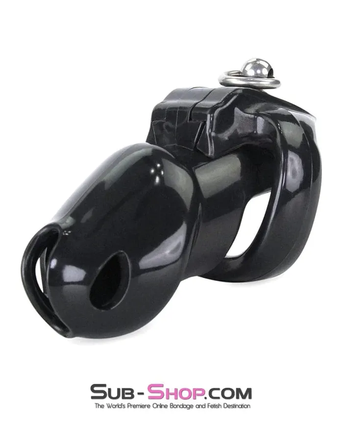 Moonwell Male Sex Toys 7869MSIS Hard Up Cock Cage Sissy Chastity with Lead Ring Black with Medium Cock Ring