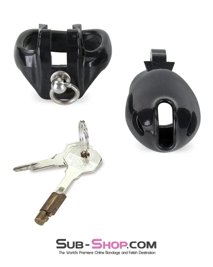 Moonwell Male Sex Toys 7869MSIS Hard Up Cock Cage Sissy Chastity with Lead Ring Black with Medium Cock Ring