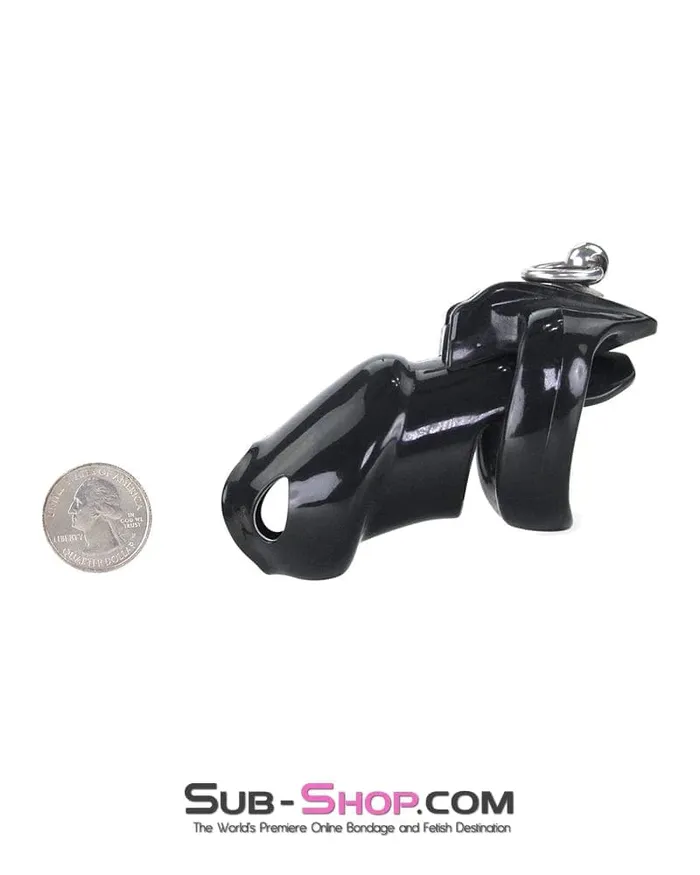 Moonwell Male Sex Toys 7869MSIS Hard Up Cock Cage Sissy Chastity with Lead Ring Black with Medium Cock Ring