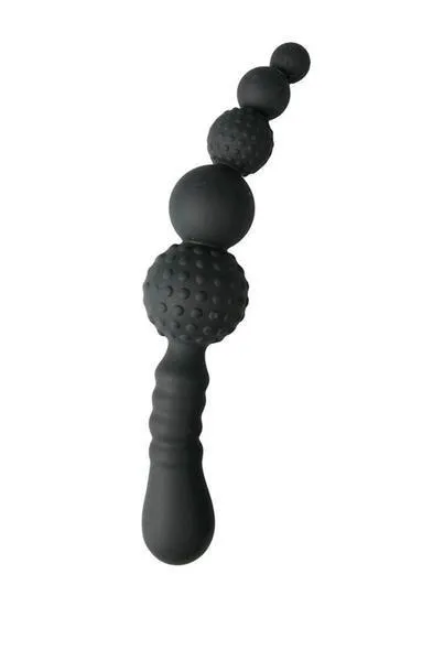Moonwell Male Sex Toys 9770M Ravishment Rod Graduated Nubby Silicone Stimulator with Grip Handle LAST CHANCE Final Closeout